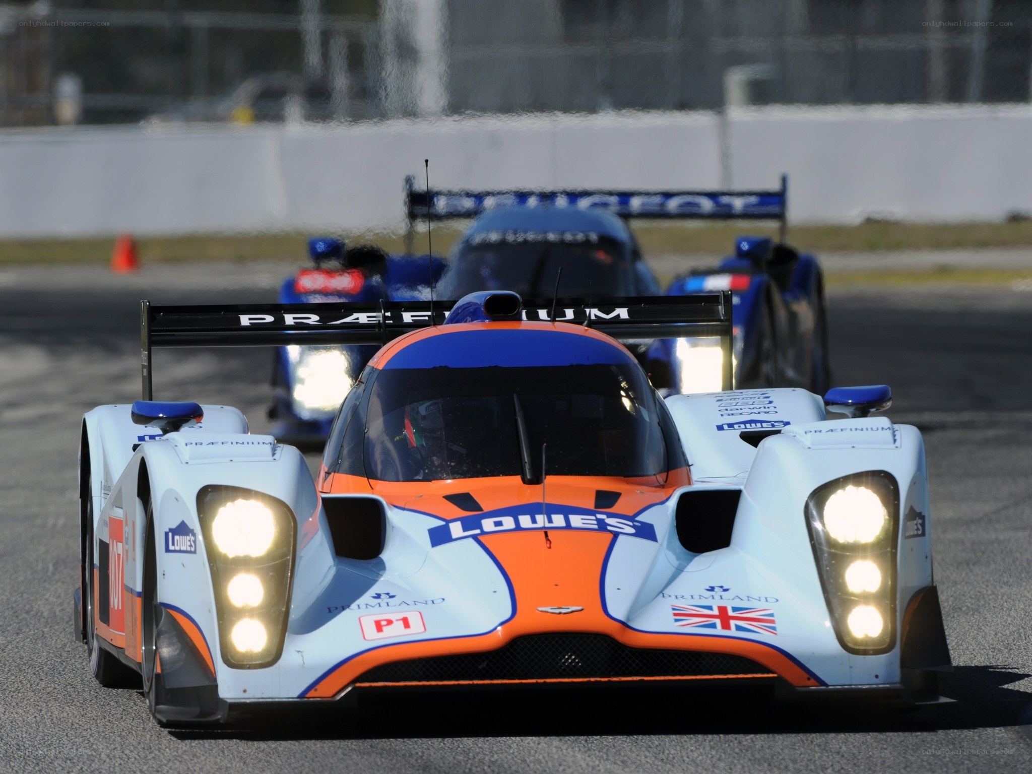 Lowe's racing car on track