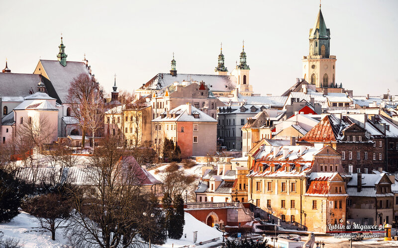 Lublin Cityscape in Winter — White