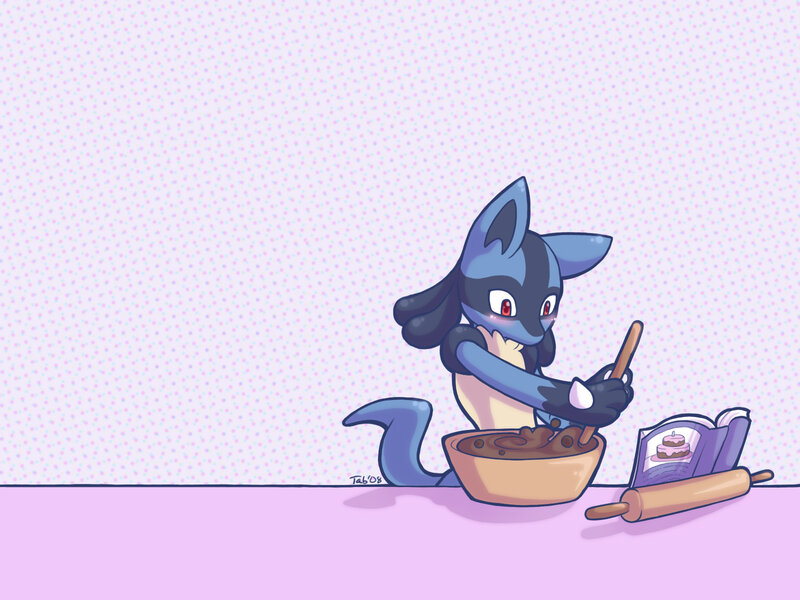 Lucario baking cake