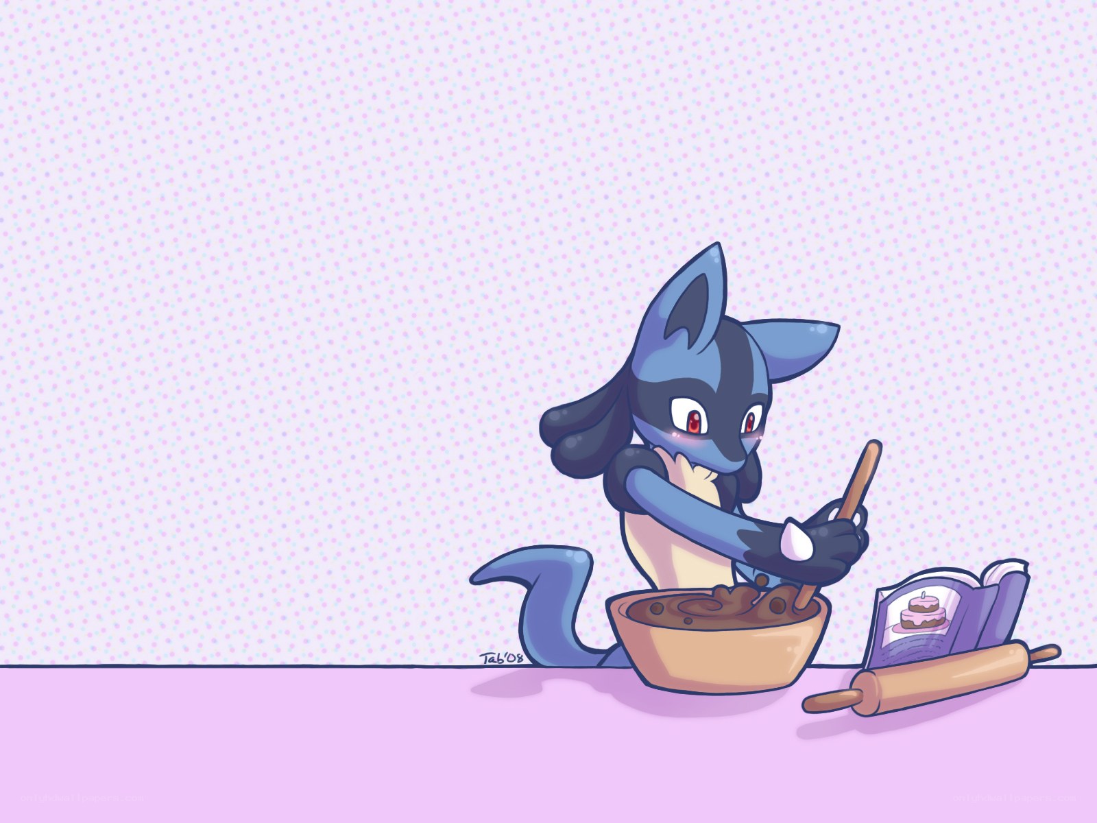 Lucario baking cake