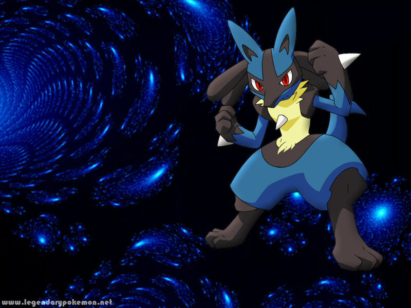 Lucario in a blue vortex