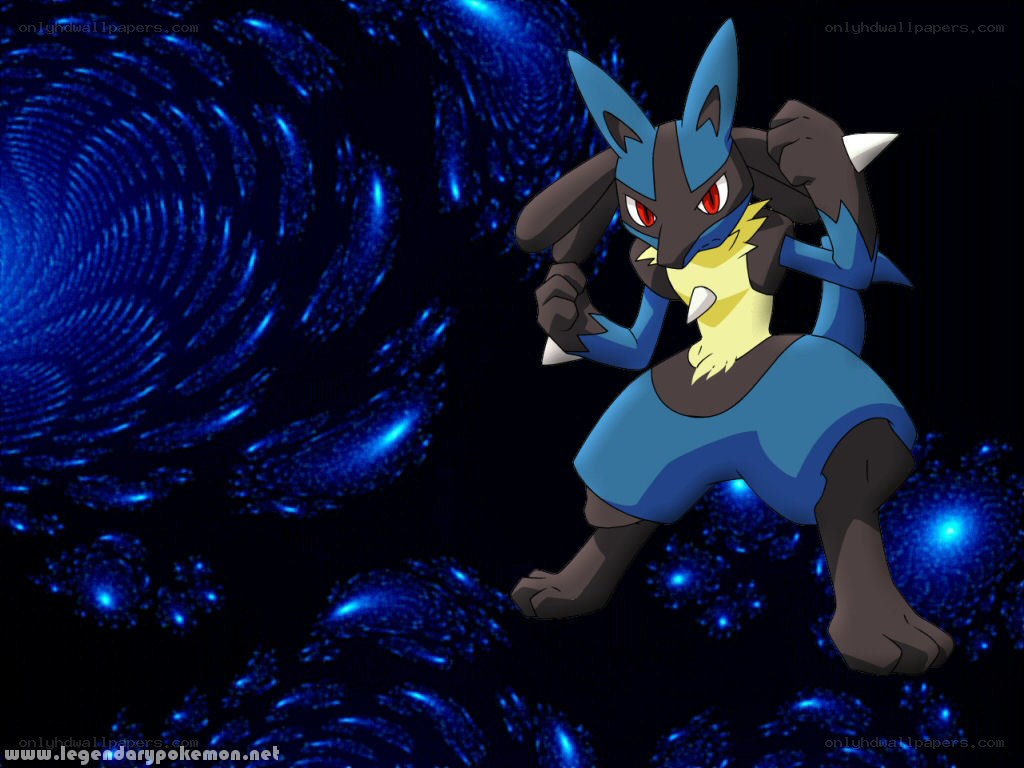 Lucario in a blue vortex