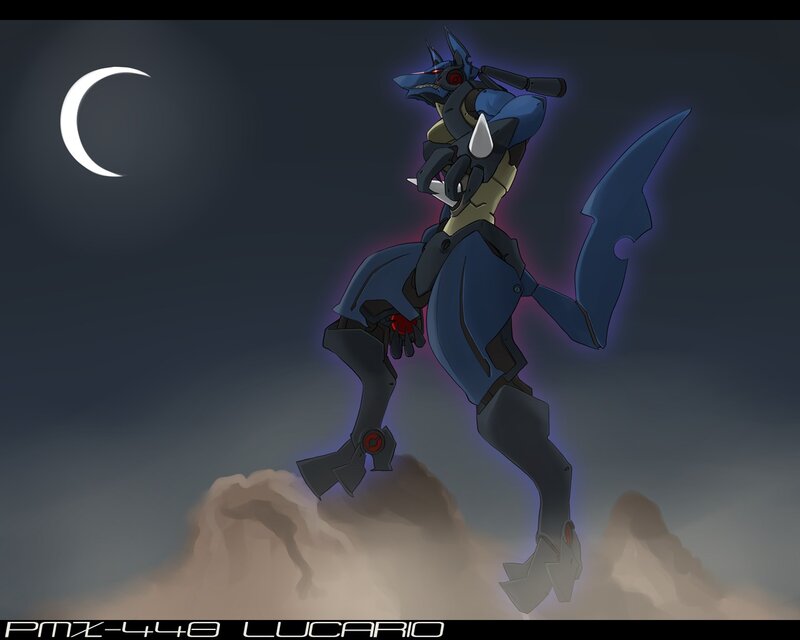 Lucario robot on cliff