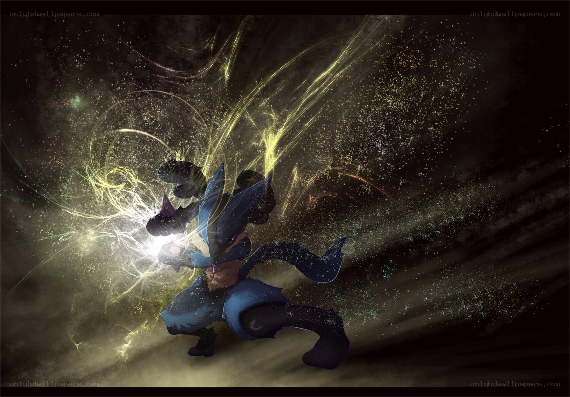 Lucario unleashing a powerful attack