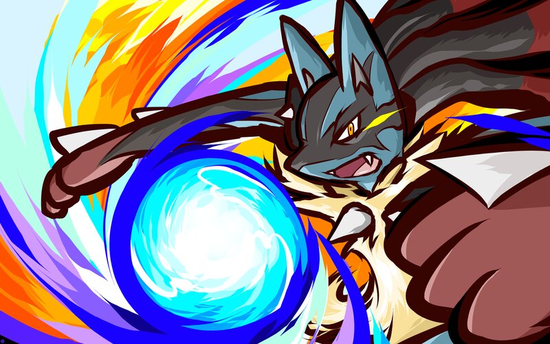 Lucario Using Aura Sphere — Blue
