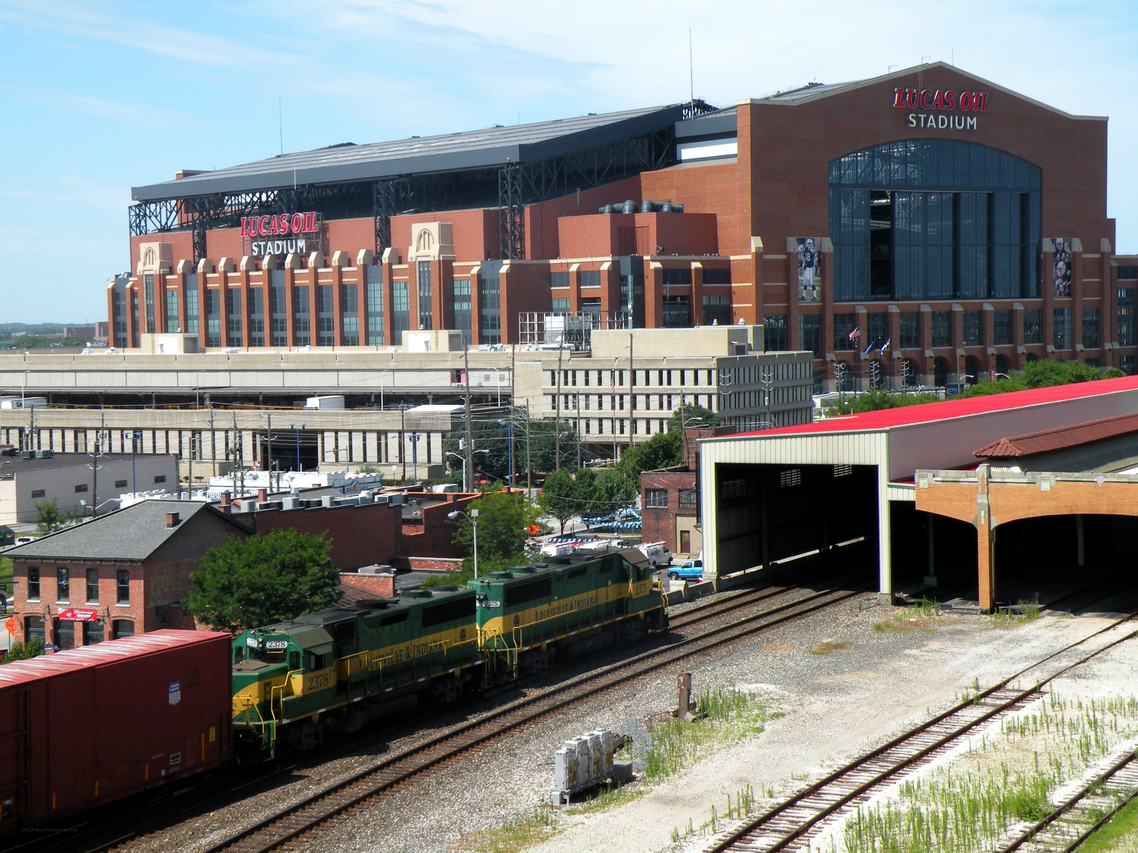 Lucas Oil Stadium and train