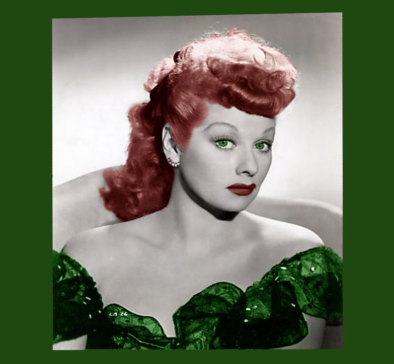 Lucille Ball in green dress