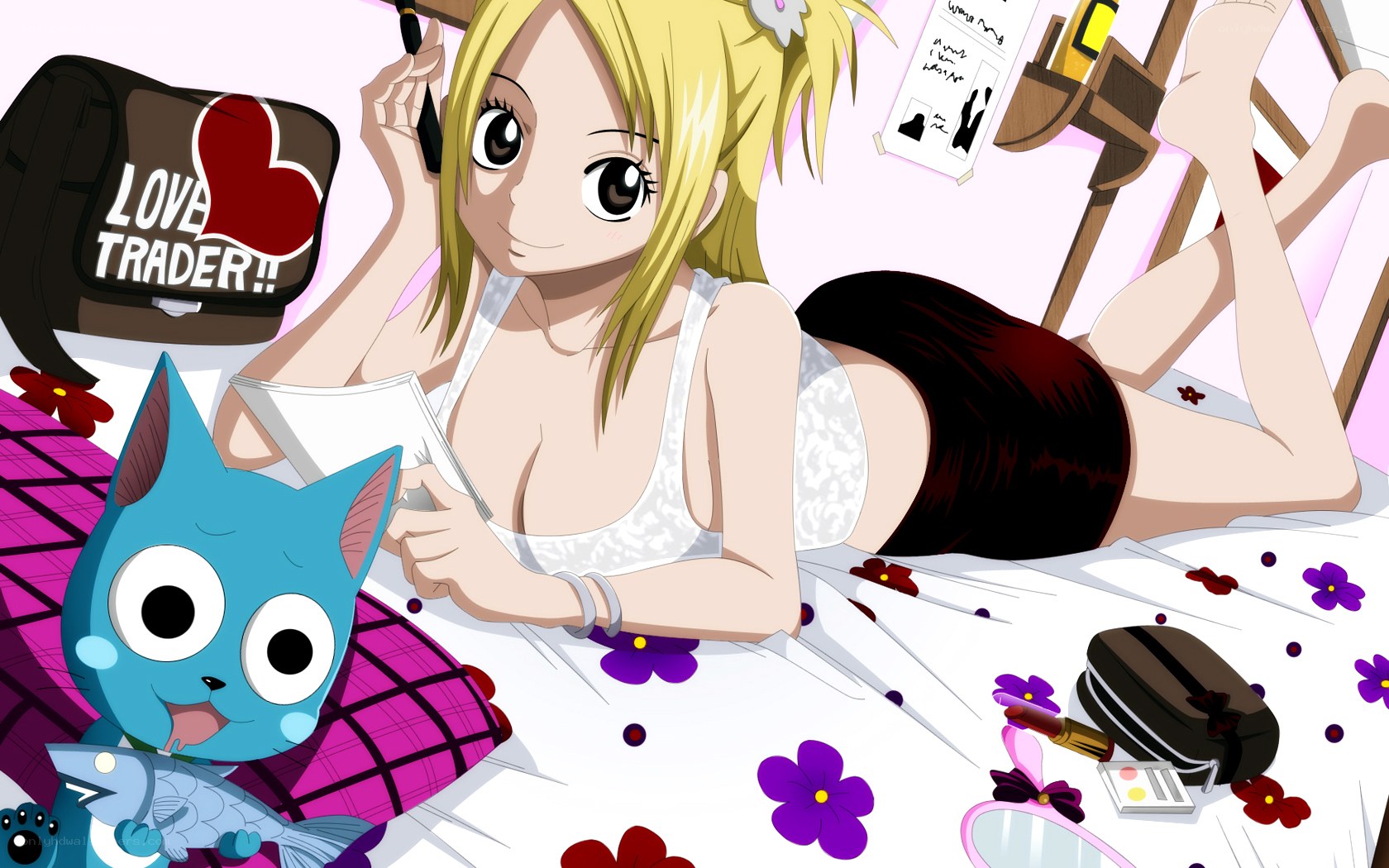 Lucy and Happy on the bed