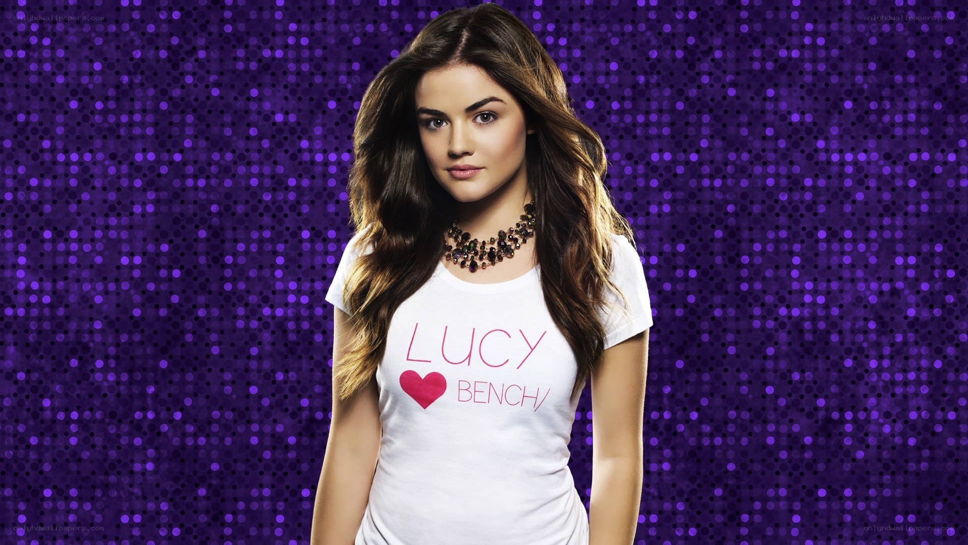 Lucy in white t-shirt