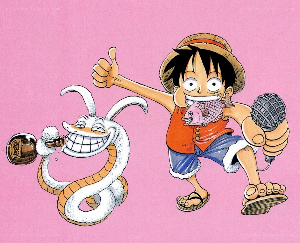 Luffy and a snake character
