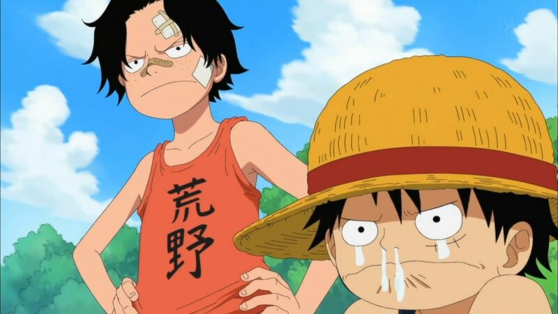 Luffy and Ace in a tense moment