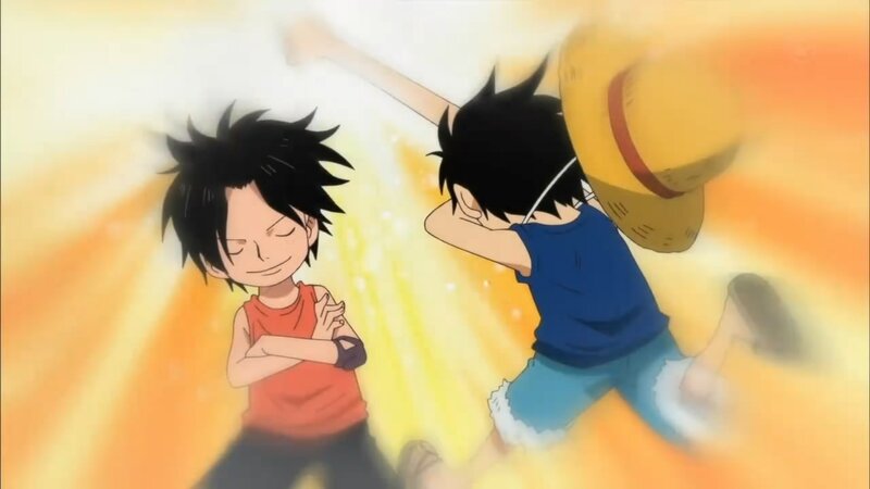 Luffy and Ace in a warm embrace