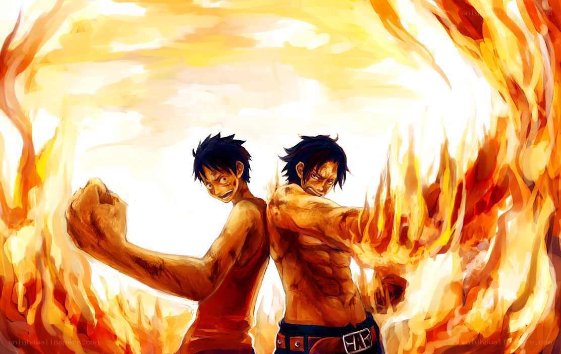 Luffy and Ace in flames