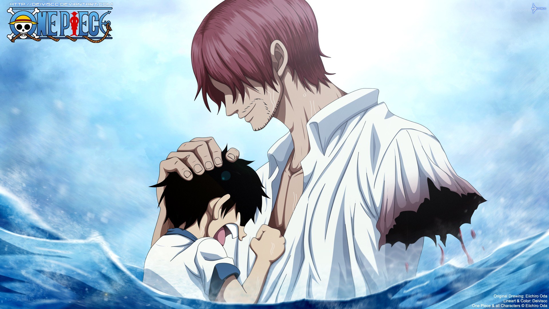 Luffy and Ace in the ocean