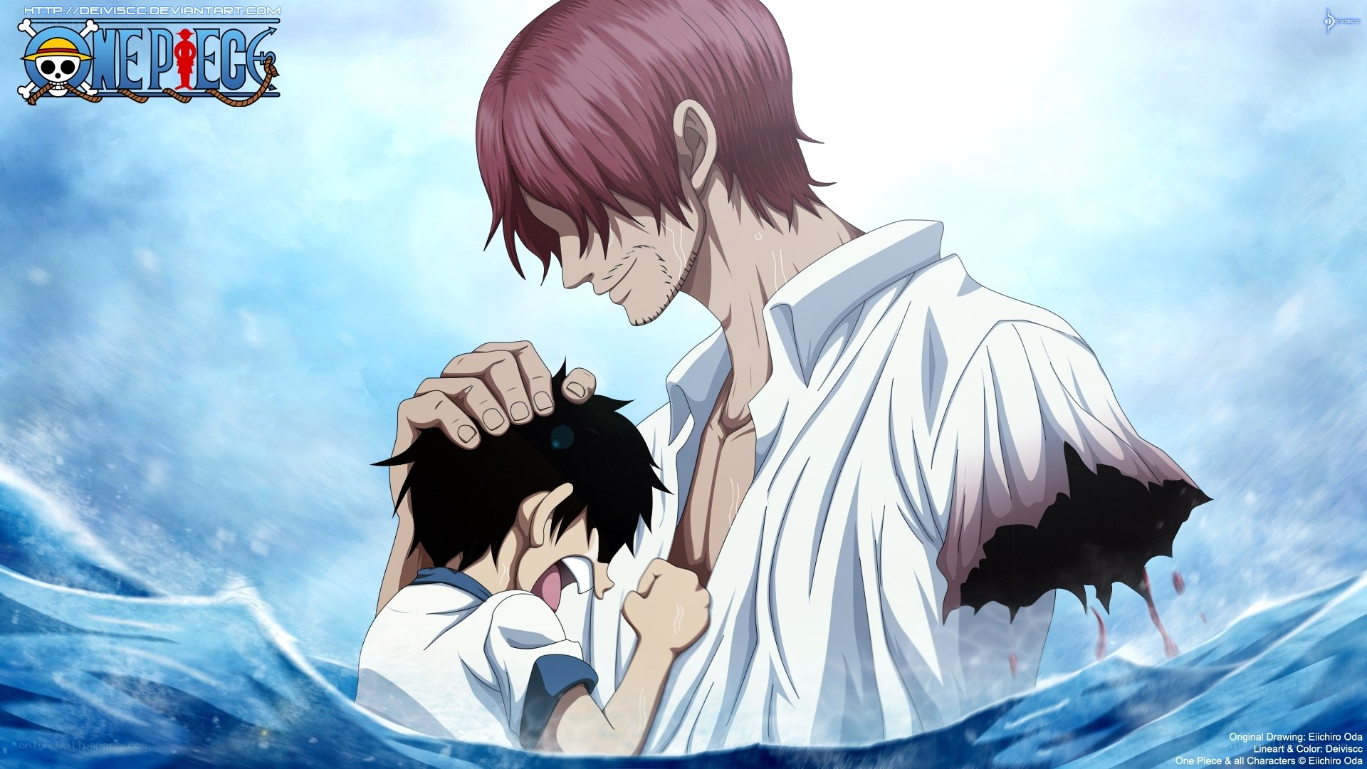 Luffy and Ace in the ocean