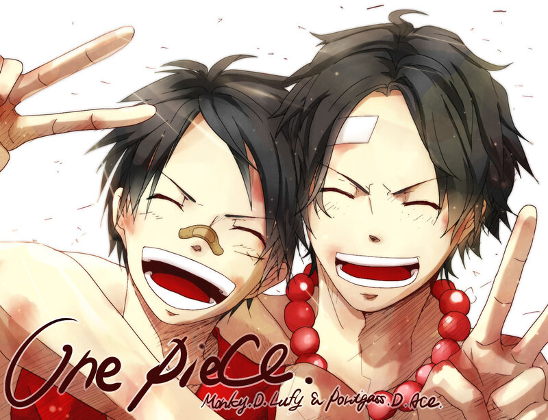 Luffy and Ace smiling