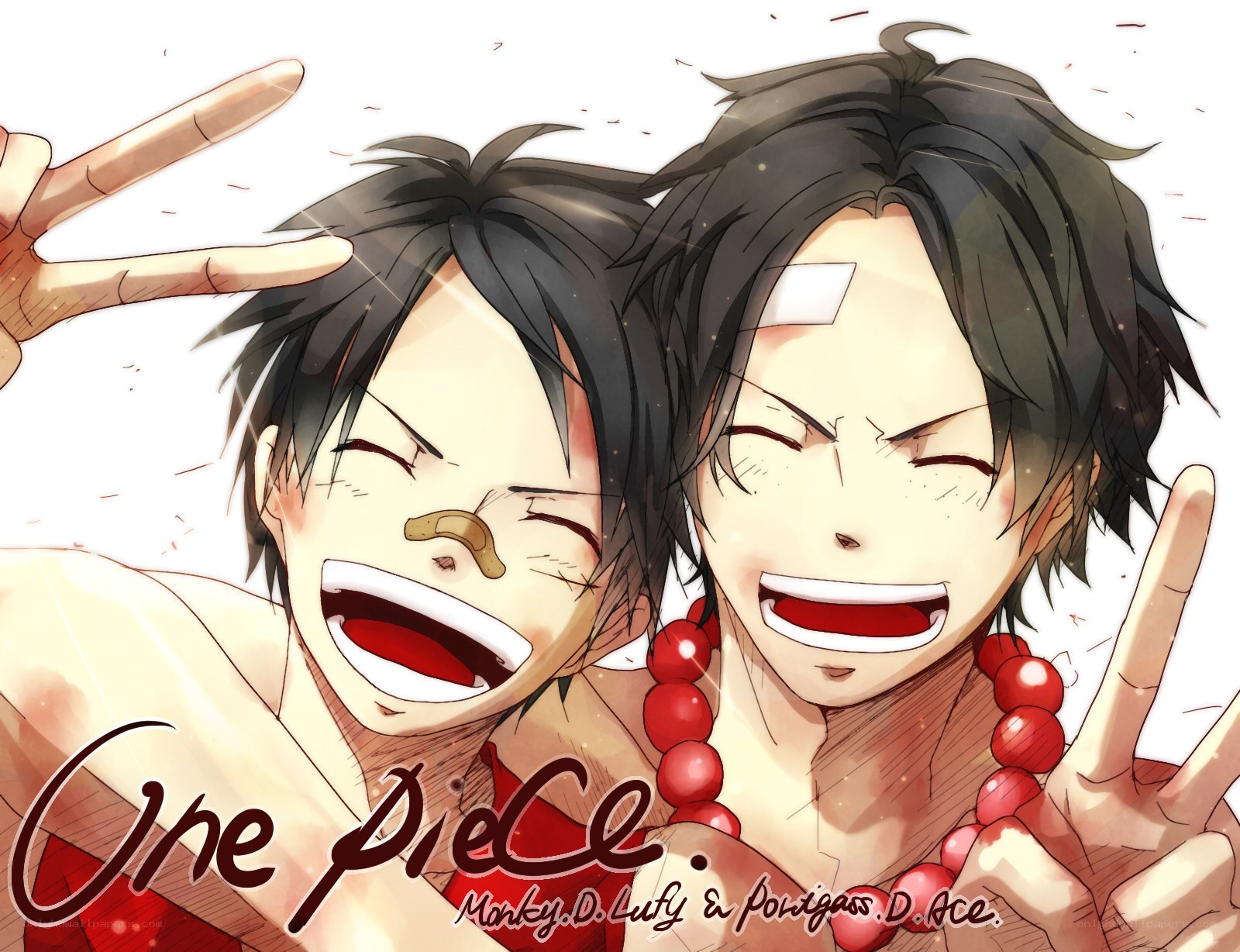 Luffy and Ace smiling