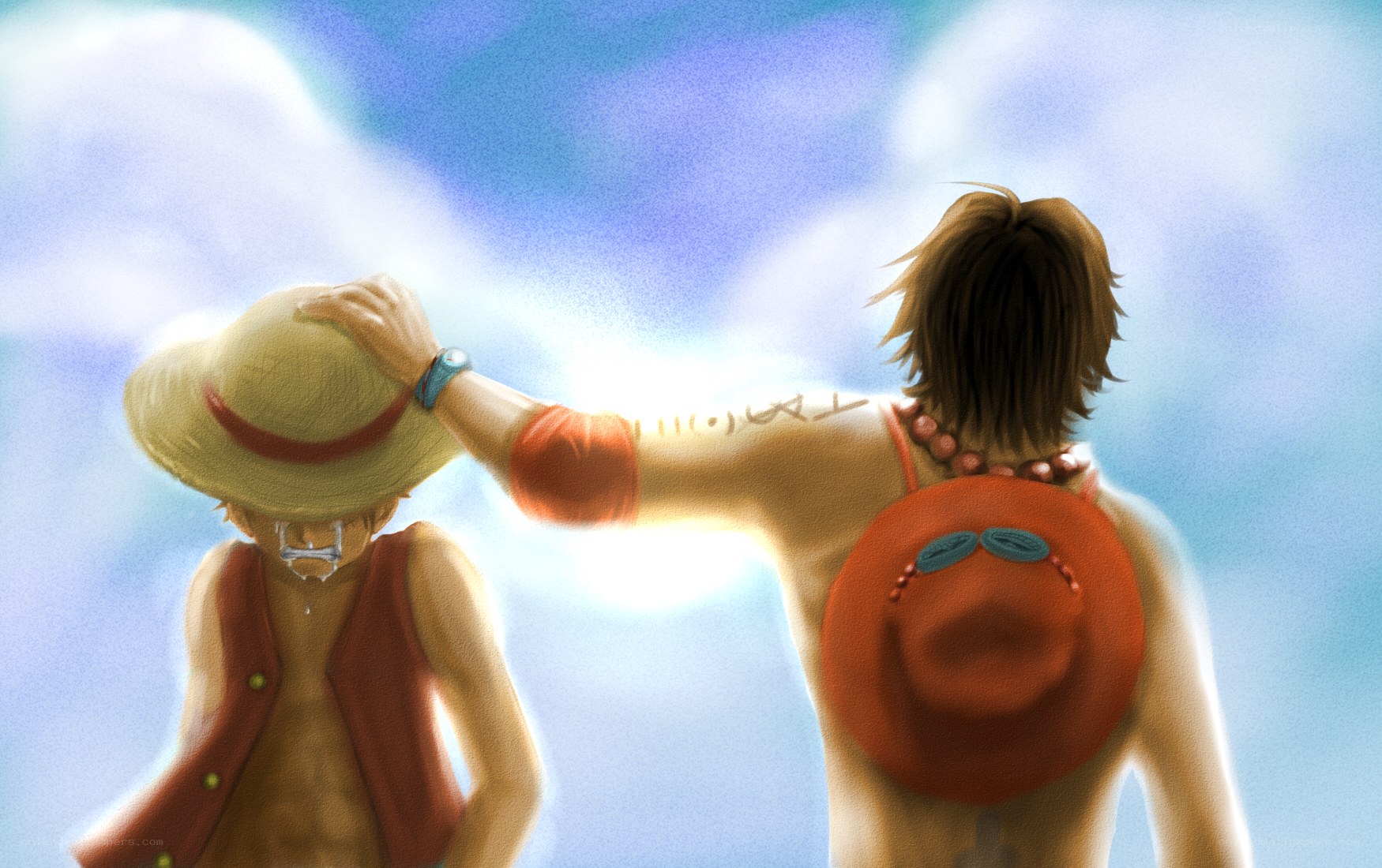 Luffy and Ace under the sky