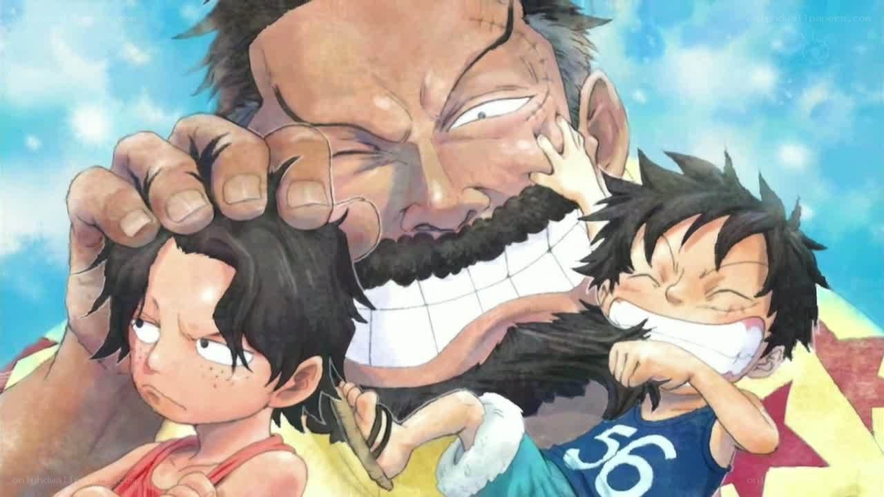 Luffy and Ace with Garp
