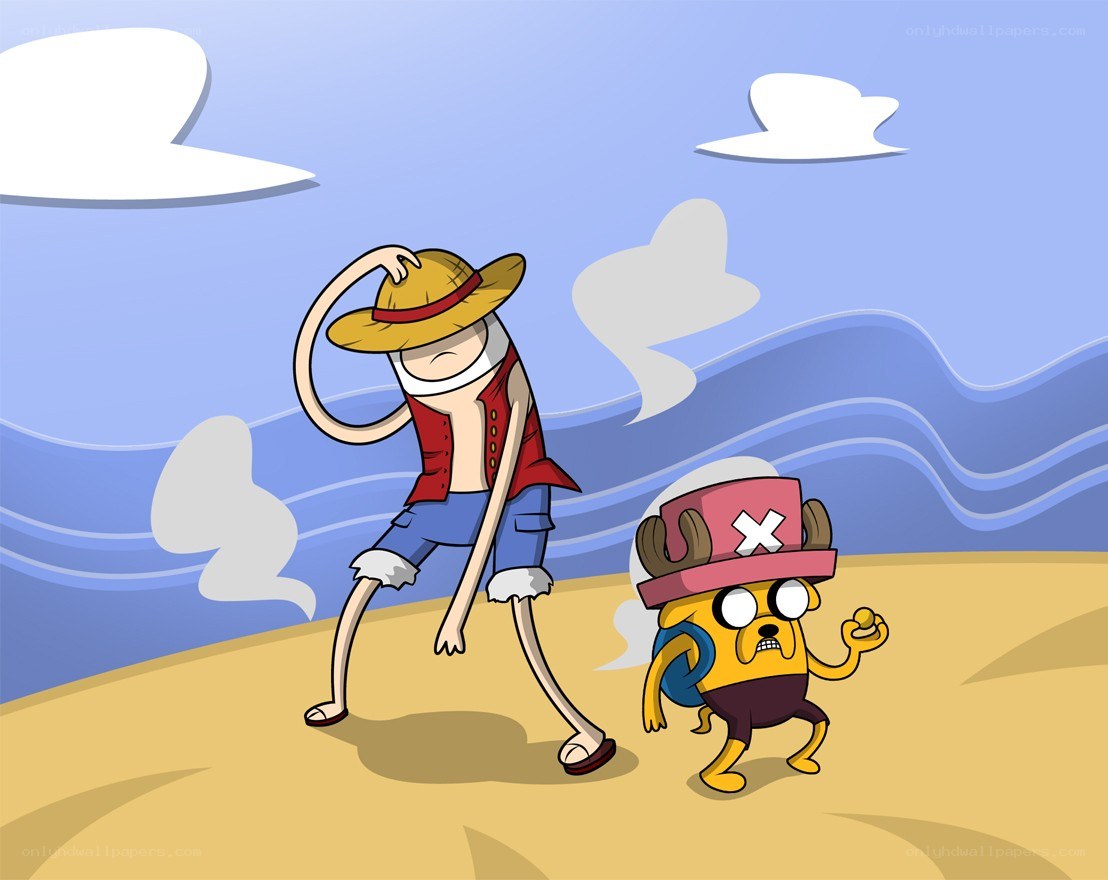 Luffy and Chopper on a beach