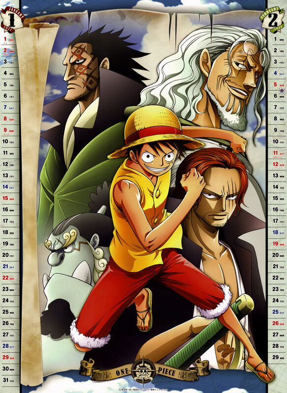Luffy and Crew on a Scroll
