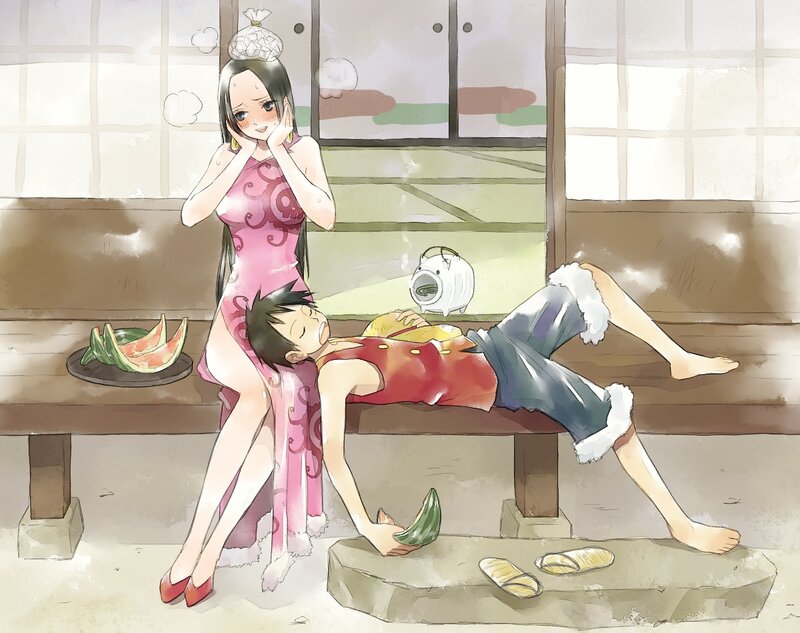 Luffy and Nami in a Room
