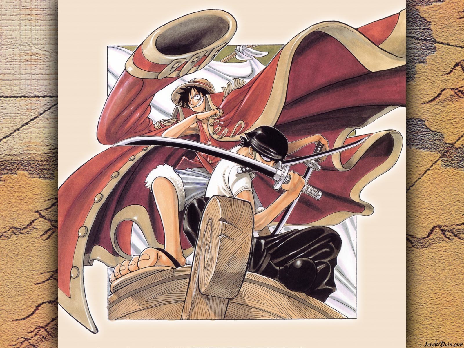 Luffy and Zoro in action