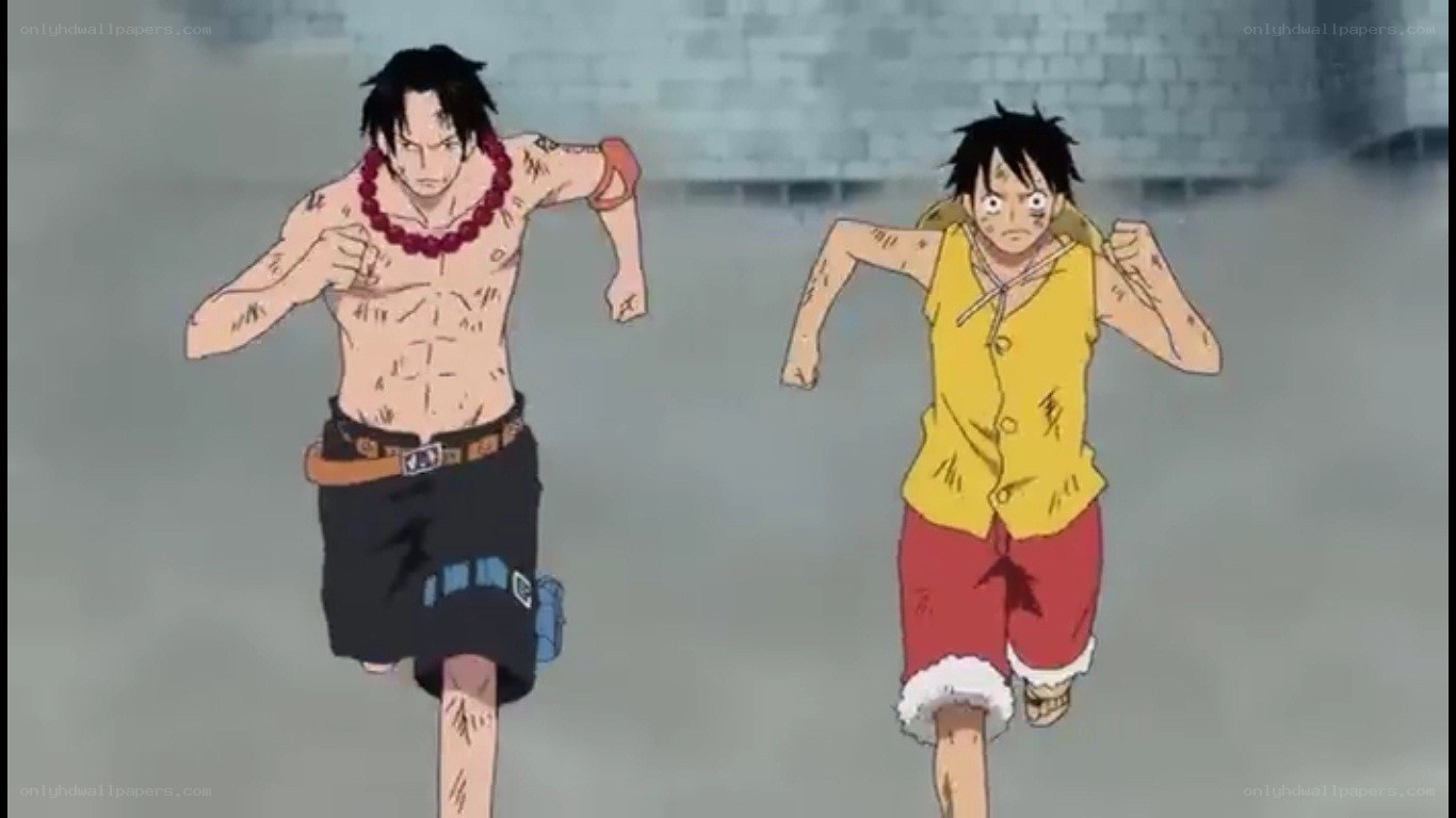Luffy and Zoro running together