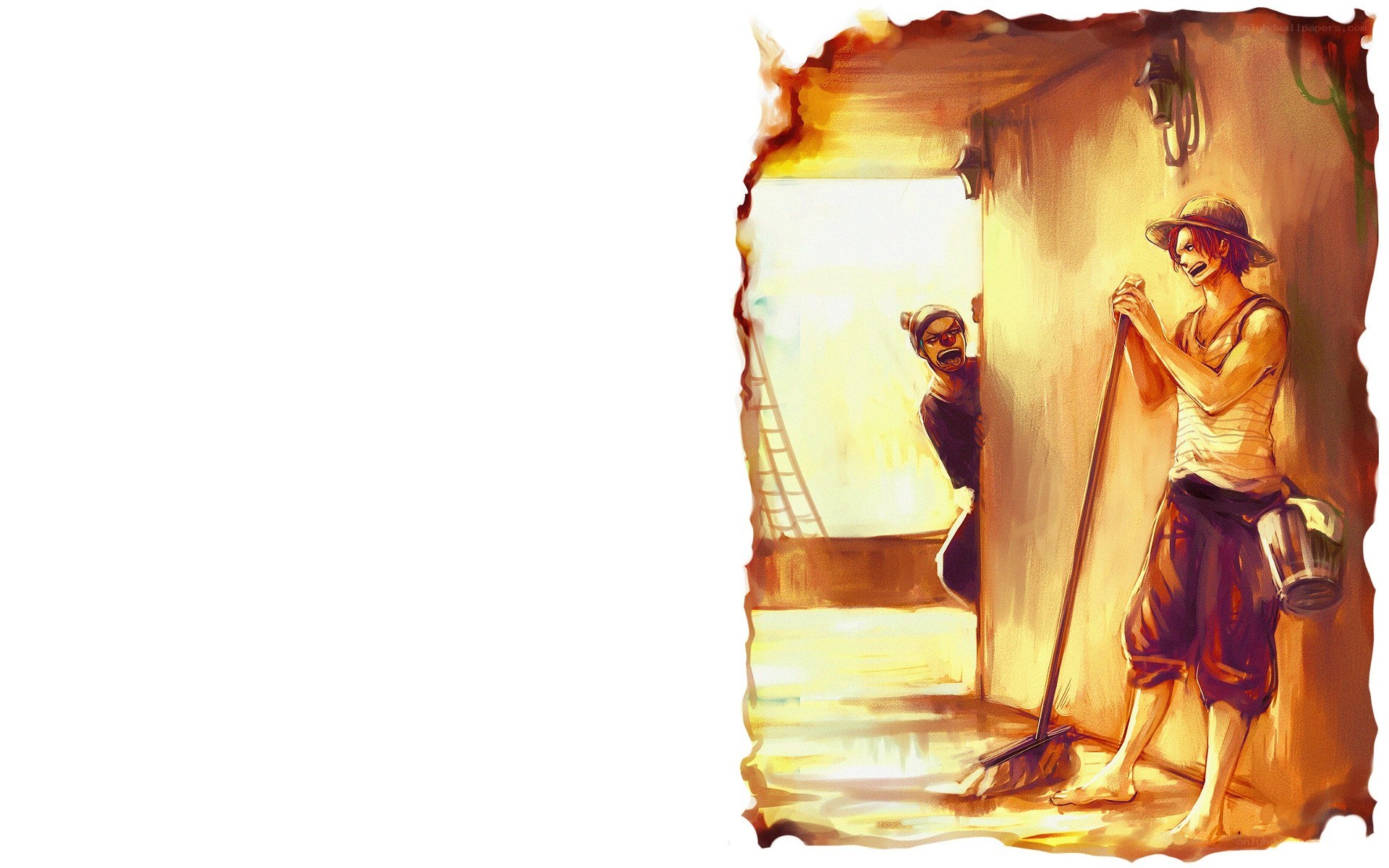 Luffy cleaning ship deck