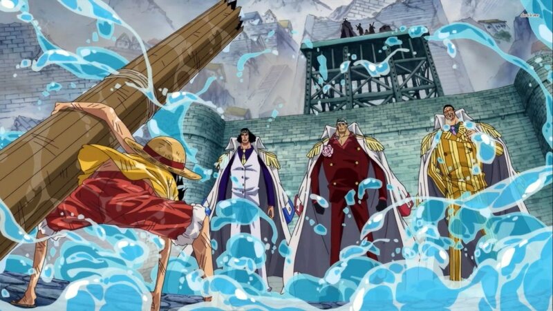 Luffy Fighting Admirals — Blue, Dramatic