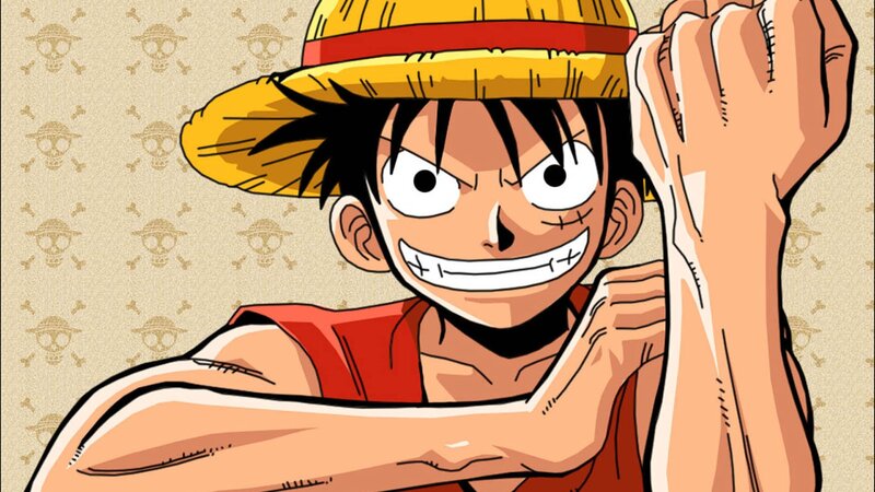Luffy Flexing Arms — Yellow, Confident
