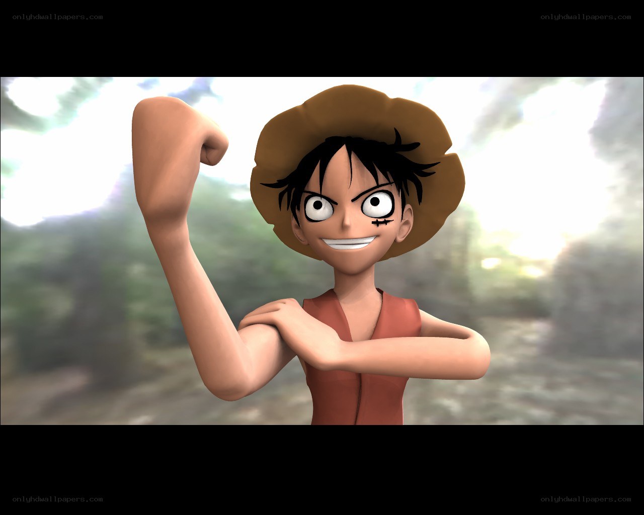 Luffy flexing his arm