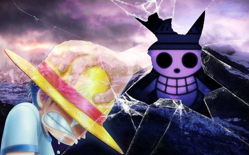 Luffy Holding Straw Hat — Purple