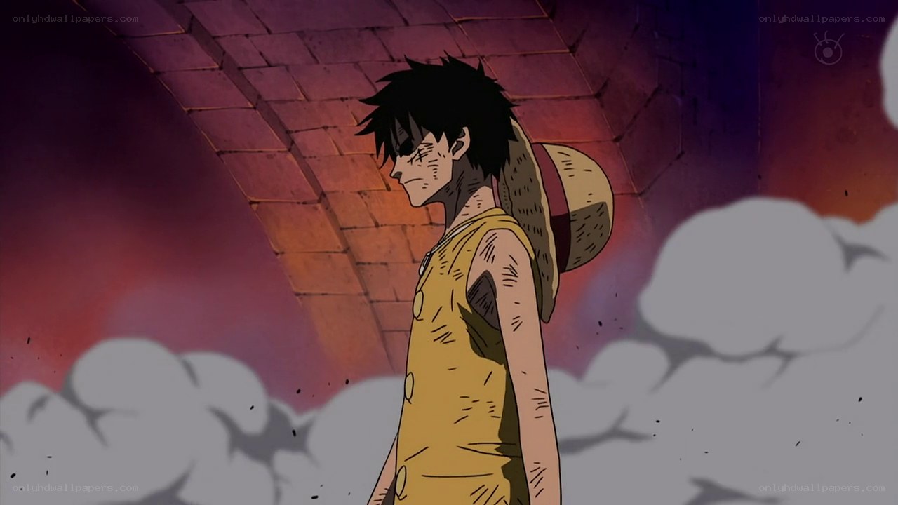 Luffy in a damaged arena