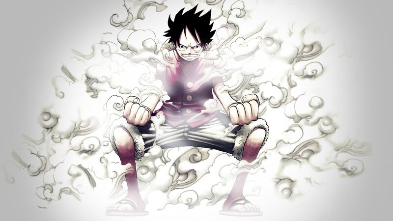 Luffy in a Fighting Stance — White
