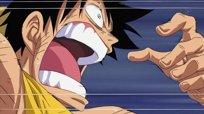 Luffy in a tense moment