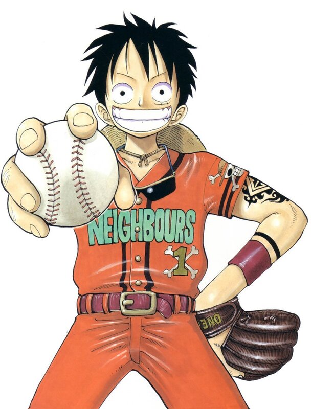 Luffy in baseball uniform