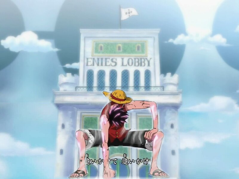 Luffy in front of Enies Lobby