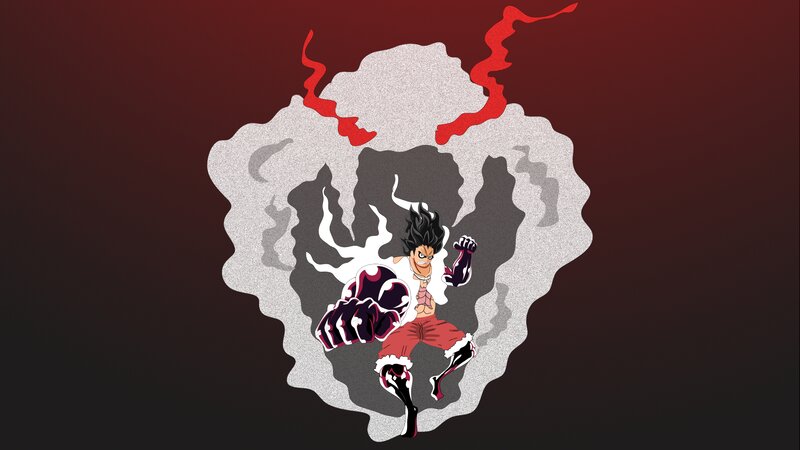 Luffy in Gear Fourth Form — Red, Dramatic, Anime