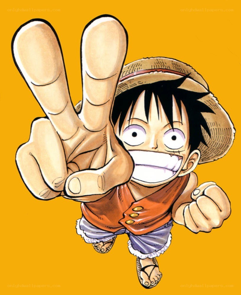 Luffy making a peace sign