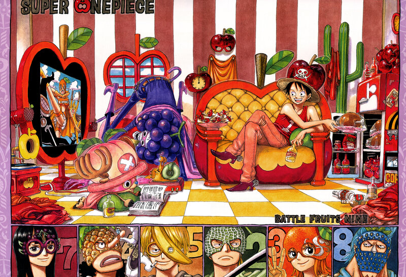 Luffy on a Fruit-themed Couch