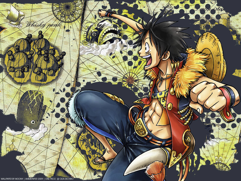 Luffy on a Treasure Map — Yellow, Adventurous