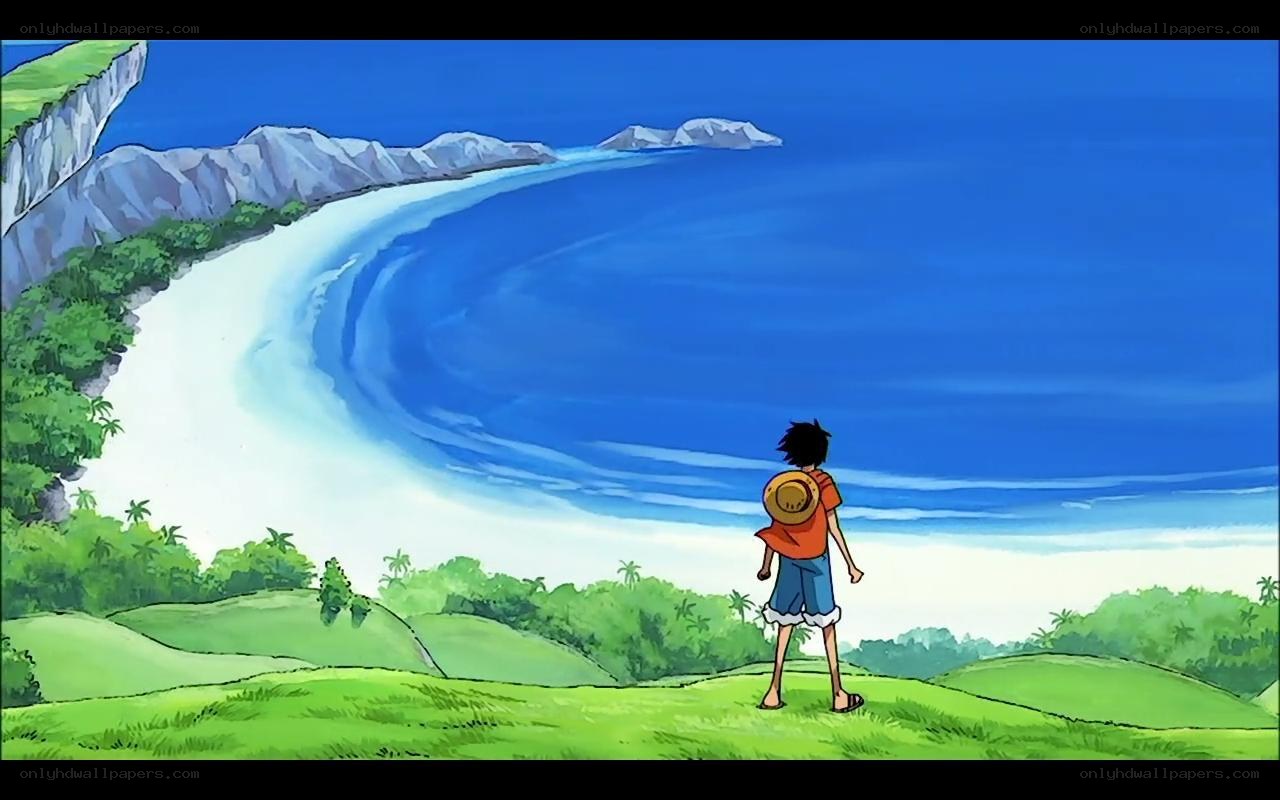 Luffy on a tropical island