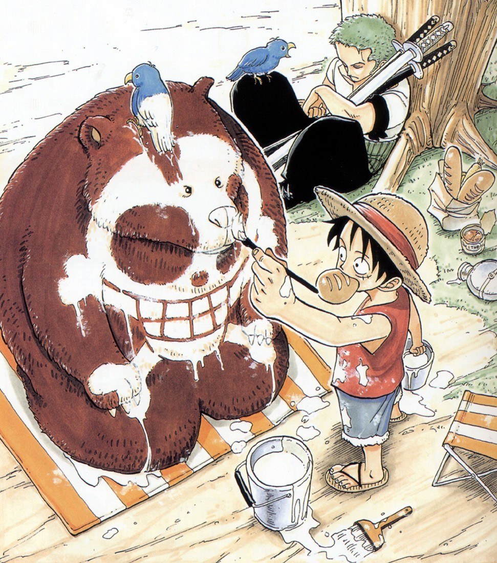 Luffy painting a bear