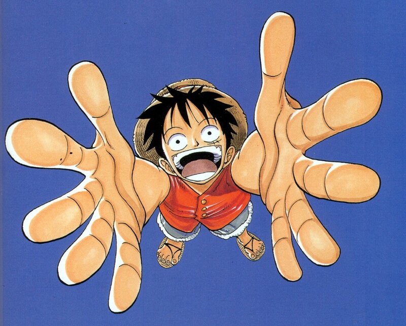Luffy reaching out in shock
