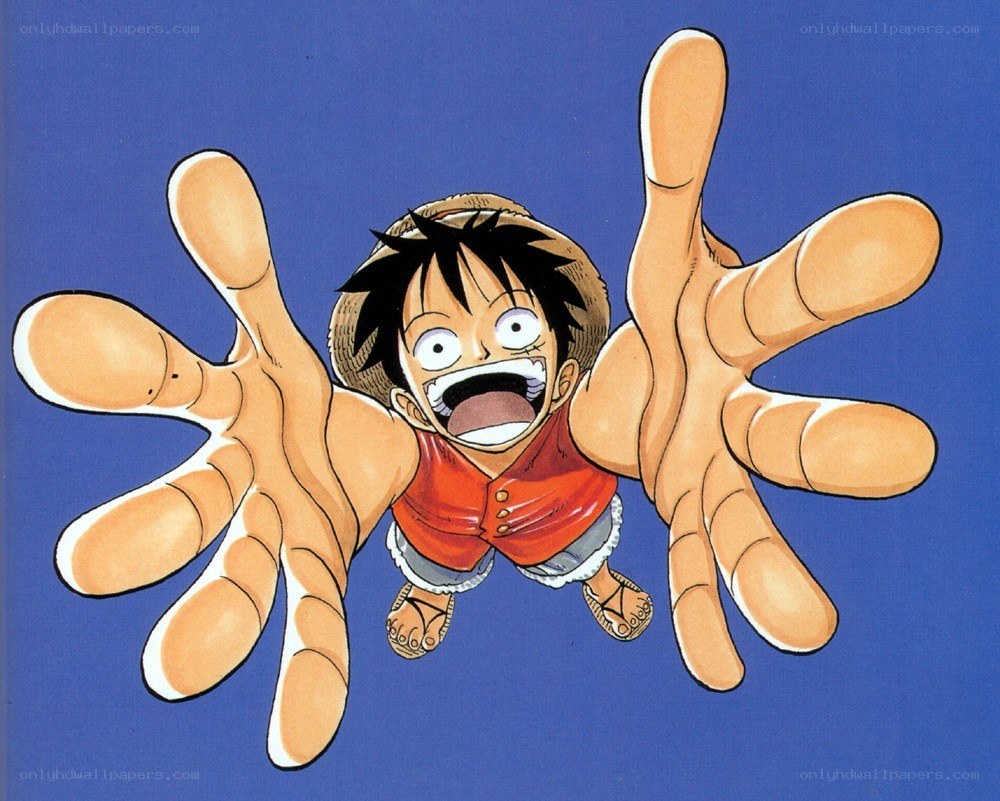 Luffy reaching out in shock