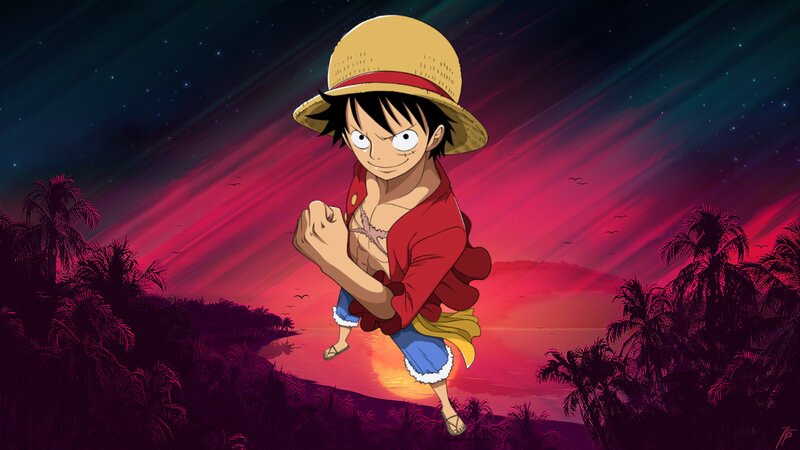 Luffy Running on Beach