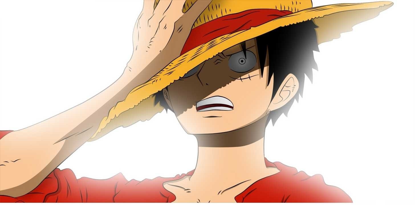 Luffy shading his eyes