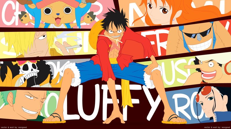 Luffy Sitting on a Wall — Red