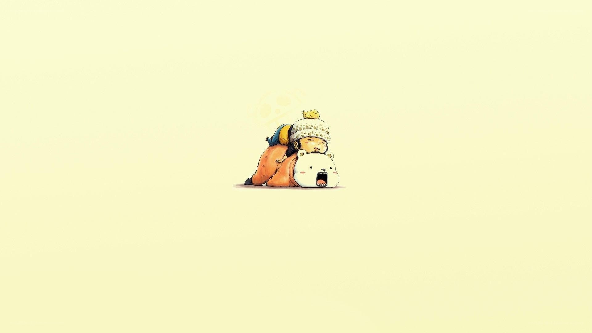 Luffy sleeping on a bear